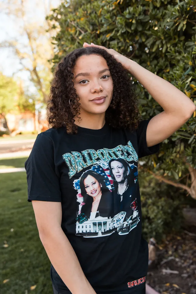 Drip Queen Kamala Harris | Black Tee
