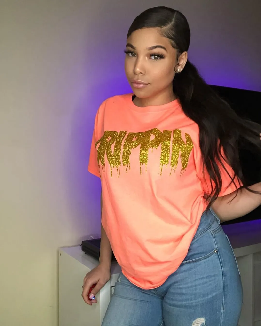 Drippin Gold Glitter | Coral Tee