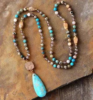Druzy Jasper Teardrop Necklace