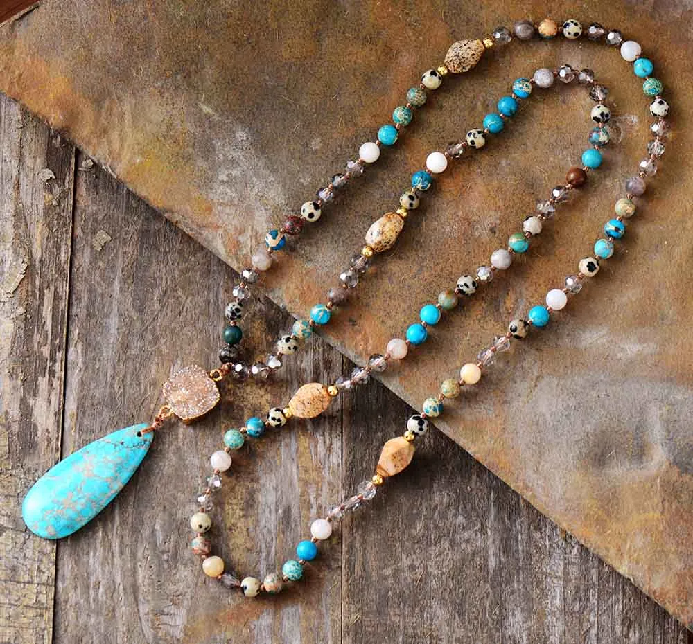 Druzy Jasper Teardrop Necklace