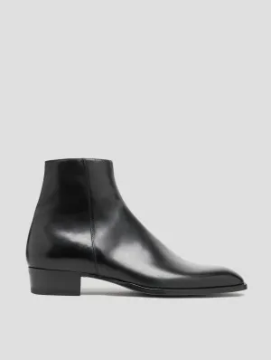 DYLAN 30MM ANKLE BOOT IN BLACK CALFSKIN
