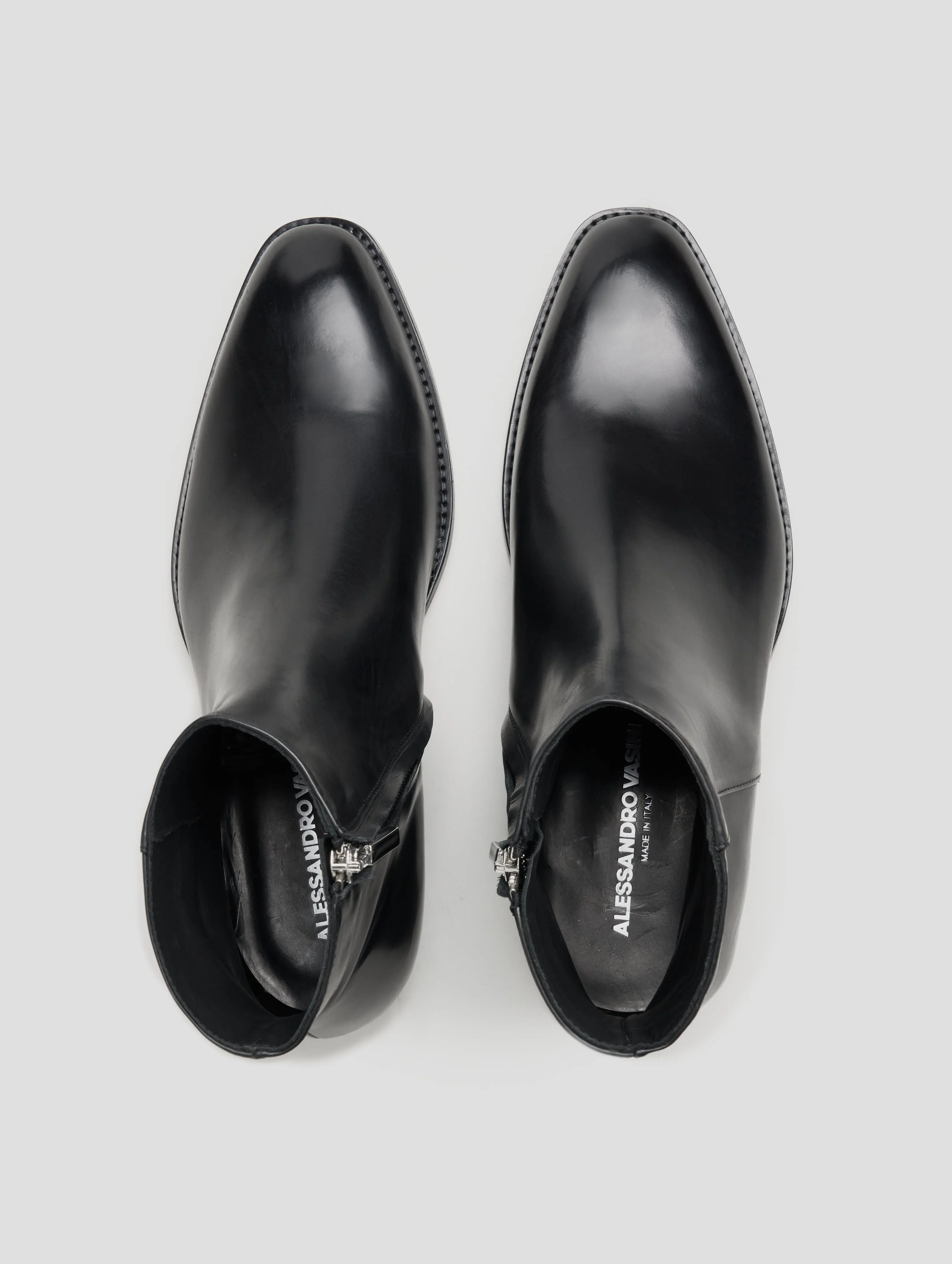 DYLAN 30MM ANKLE BOOT IN BLACK CALFSKIN