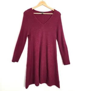 Eileen Fisher 100% Merino Wool Textured V Neck Shift Sweater Dress SZ Small