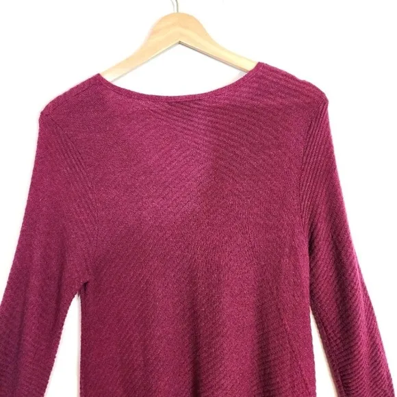 Eileen Fisher 100% Merino Wool Textured V Neck Shift Sweater Dress SZ Small