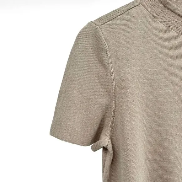 Eileen Fisher Beige Short‎ Sleeve Tencel Lyocell Pullover Knit Top Women's Small