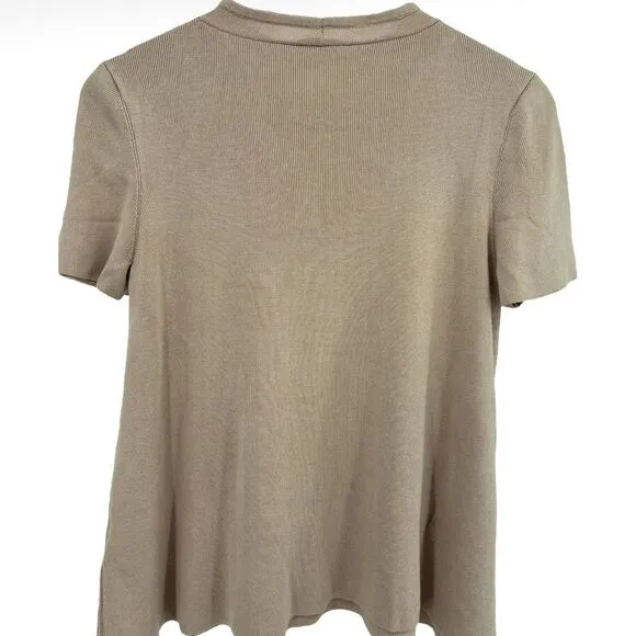 Eileen Fisher Beige Short‎ Sleeve Tencel Lyocell Pullover Knit Top Women's Small