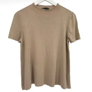 Eileen Fisher Beige Short‎ Sleeve Tencel Lyocell Pullover Knit Top Women's Small