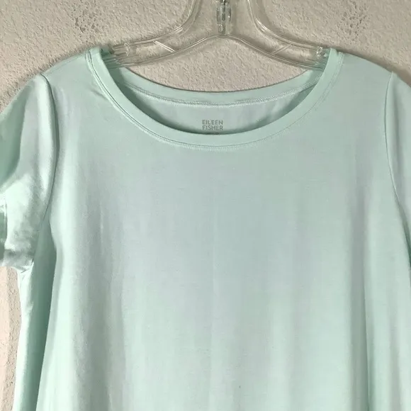 EILEEN FISHER Organic Cotton A-line Dress T-Shirt Dress Aqua Vacation Sz L