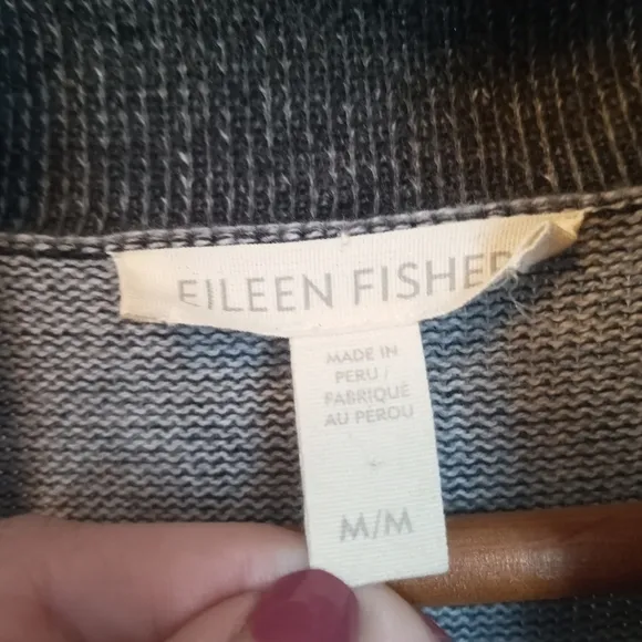 Eileen Fisher Peruvian Plaited Organic Cotton Zip-Up Vest Gray Size Medium