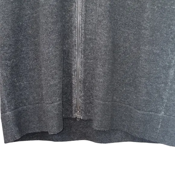 Eileen Fisher Peruvian Plaited Organic Cotton Zip-Up Vest Gray Size Medium