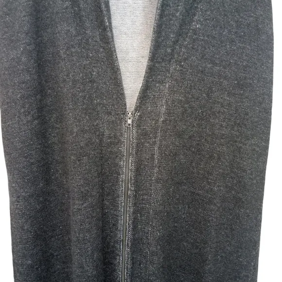 Eileen Fisher Peruvian Plaited Organic Cotton Zip-Up Vest Gray Size Medium