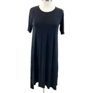 Eileen Fisher Womens XS Jersey Stretch T-Shirt Tunic Dress Step Hem Black
