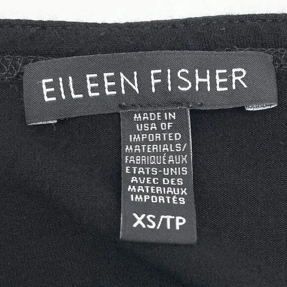 Eileen Fisher Womens XS Jersey Stretch T-Shirt Tunic Dress Step Hem Black