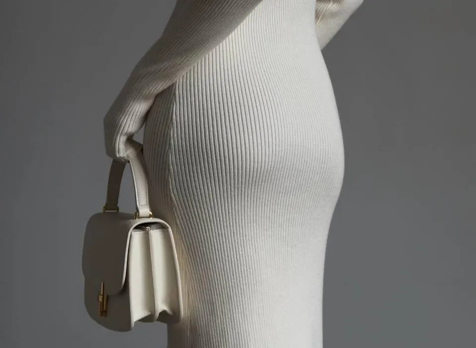Elegant Cream Ribbed Knit Midi Dress