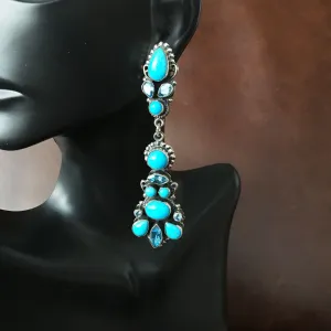 Elegant Gala Earrings Blue Topaz and Sleeping Beauty Handmade By Leo Feeney