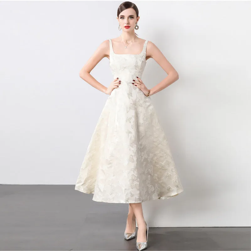 Elegant One-Shoulder Beige Midi Dress for Weddings Daily Office Summer