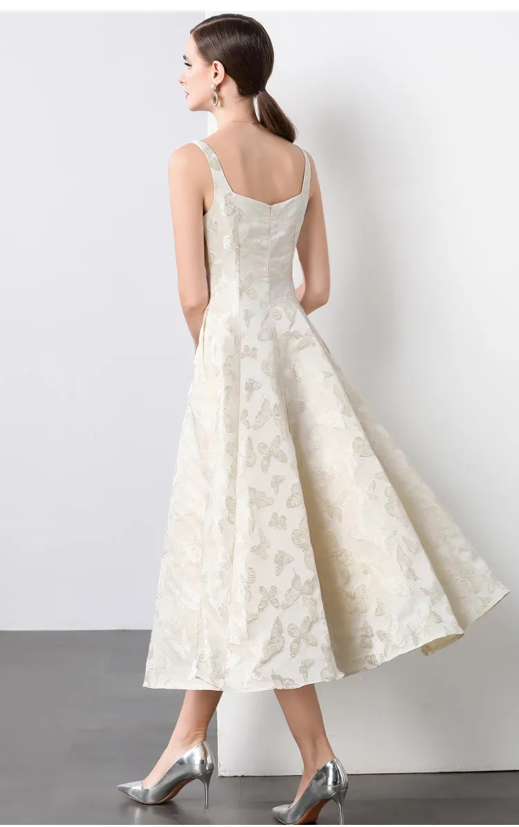 Elegant One-Shoulder Beige Midi Dress for Weddings Daily Office Summer