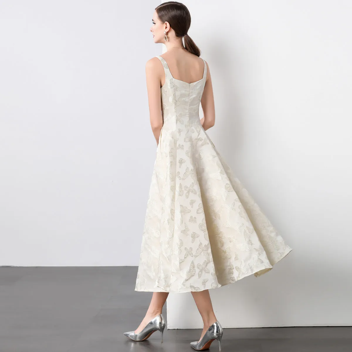 Elegant One-Shoulder Beige Midi Dress for Weddings Daily Office Summer