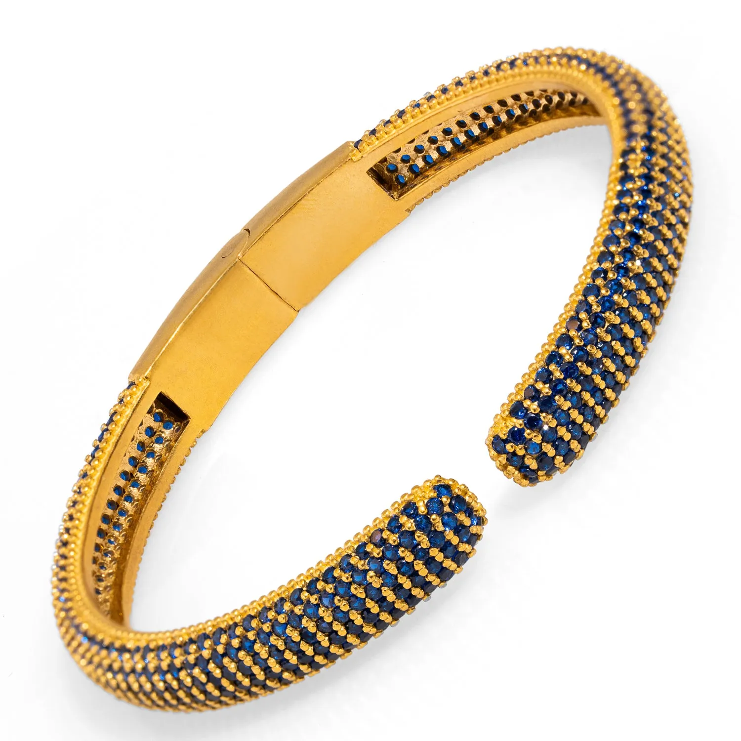Elegant Sapphire & Gold Fashion Design Bangle Bracelet