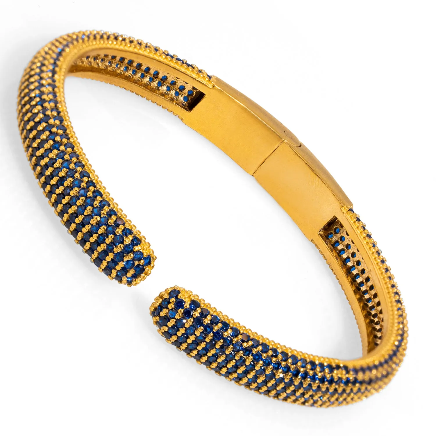 Elegant Sapphire & Gold Fashion Design Bangle Bracelet