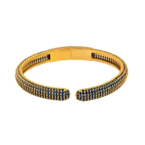 Elegant Sapphire & Gold Fashion Design Bangle Bracelet