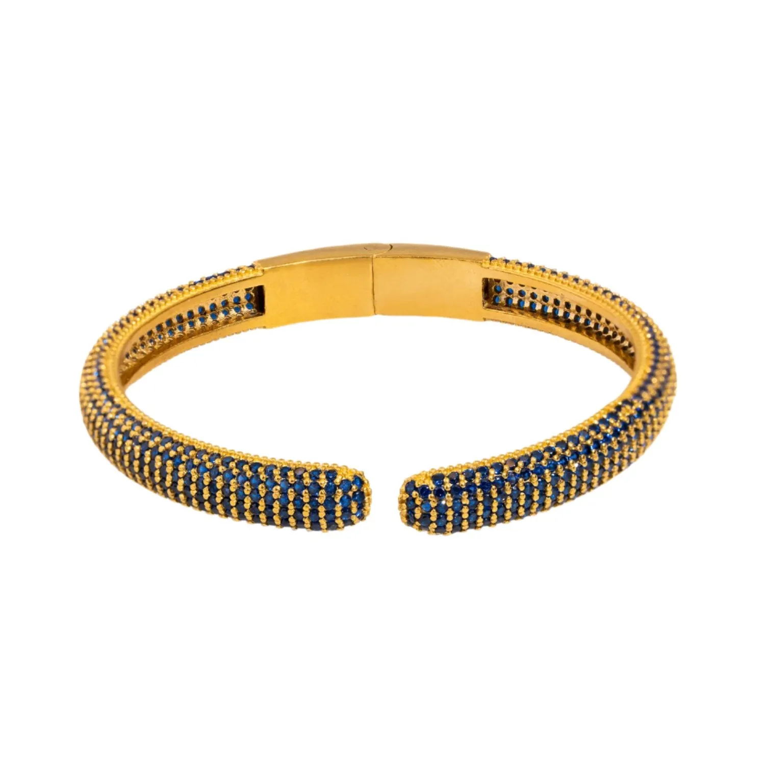 Elegant Sapphire & Gold Fashion Design Bangle Bracelet