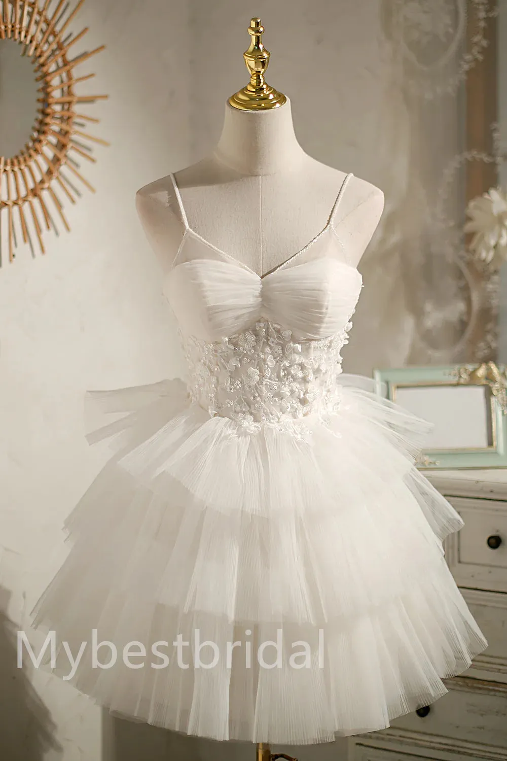Elegant V-neck Sleeveless A-line Short Mini Homecoming Dress,  HDS0109