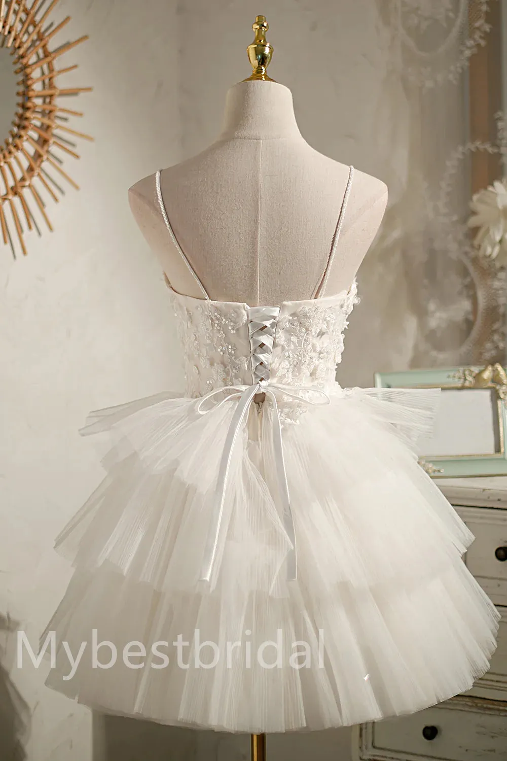 Elegant V-neck Sleeveless A-line Short Mini Homecoming Dress,  HDS0109