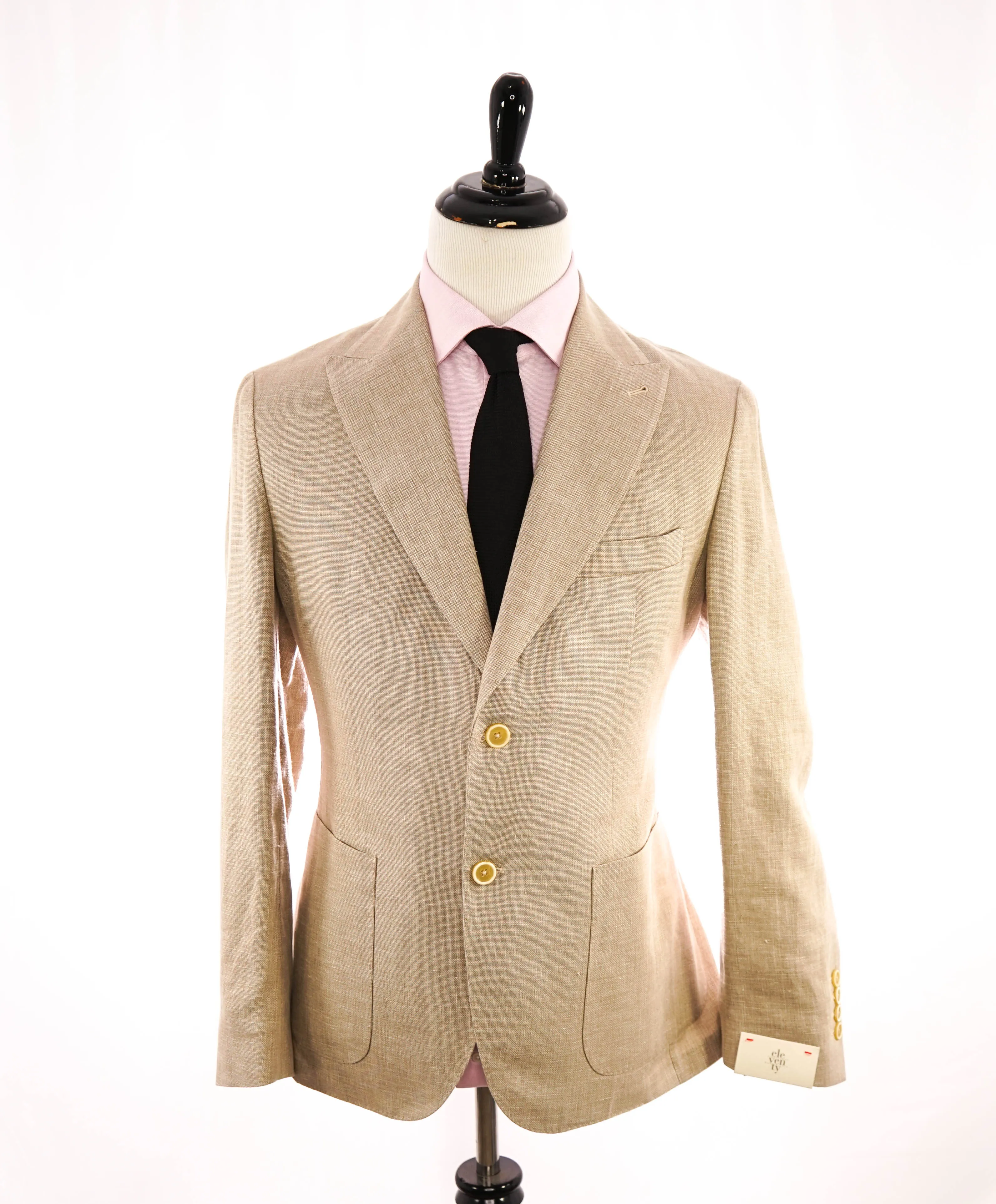 ELEVENTY - Oxford Weave Neutral COTTON/LINEN Ivory Button Blazer - 40 (50 EU)