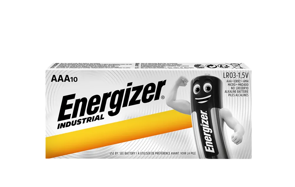 Energizer ENEPROAAA10PK Industrial AAA LR03 Alkaline Batteries | Box of 10