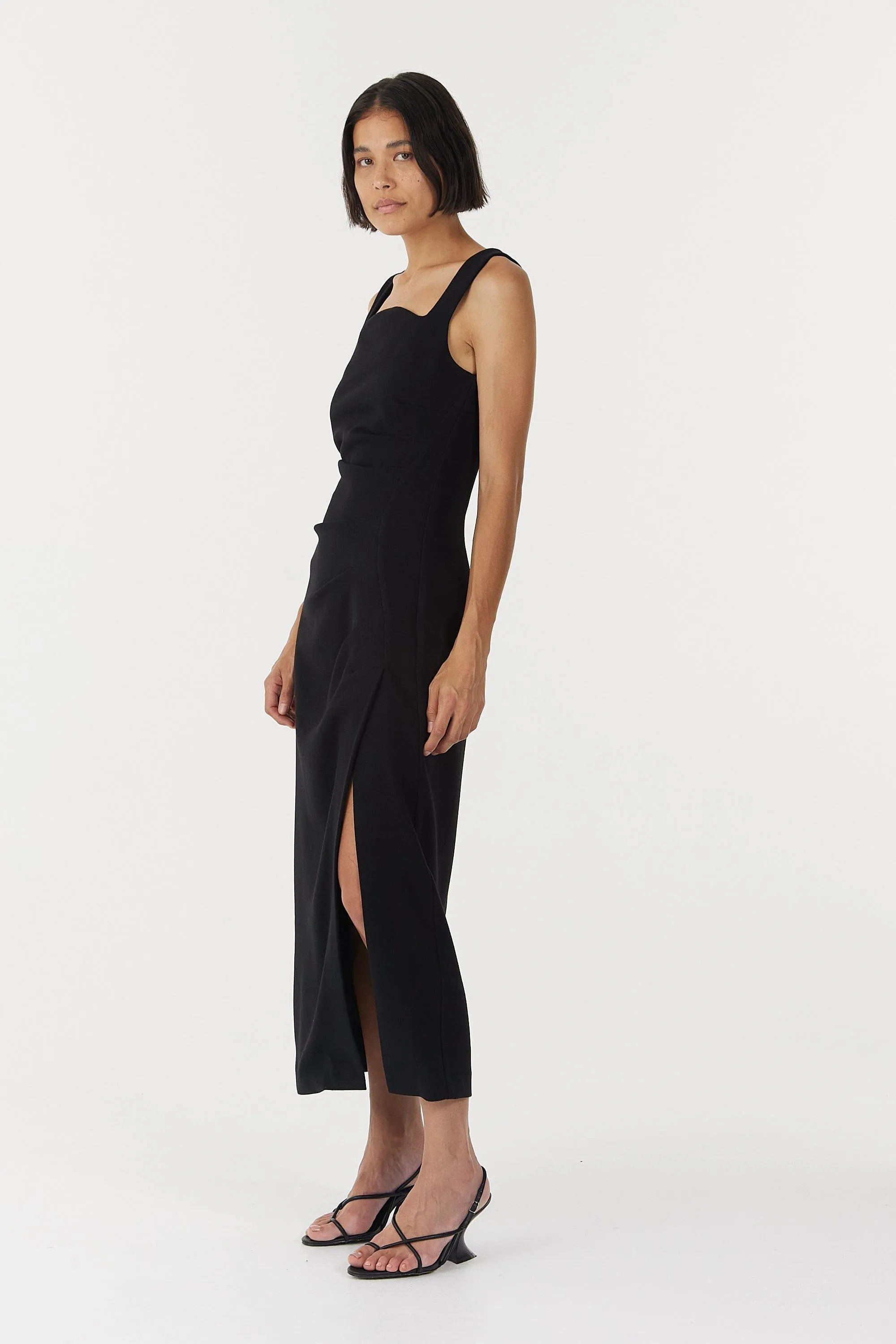 ENIGMA TUCK DRESS | BLACK