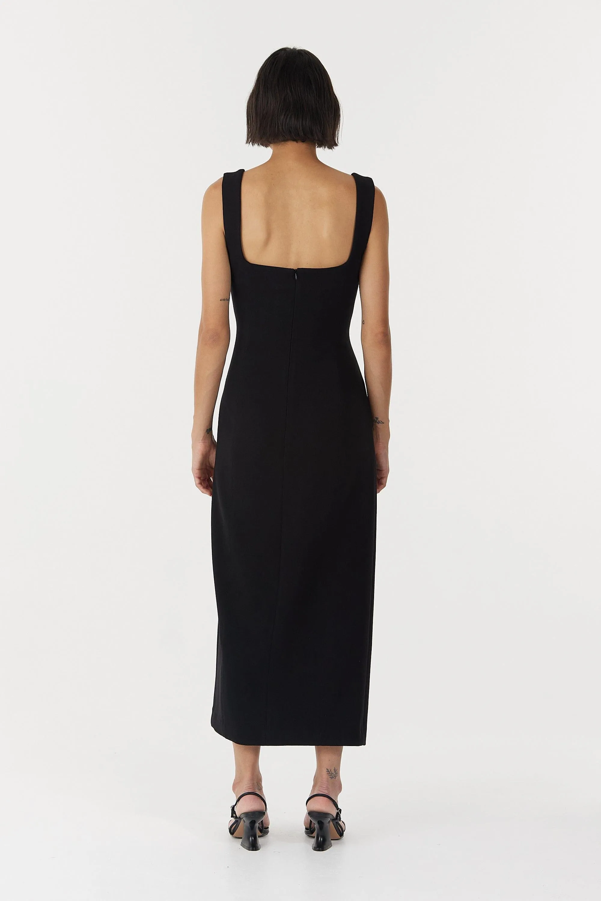 ENIGMA TUCK DRESS | BLACK