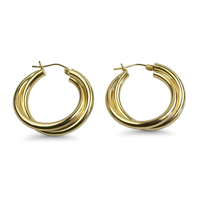 Estate 14k Yellow Gold Double Twist Hoop Earrings