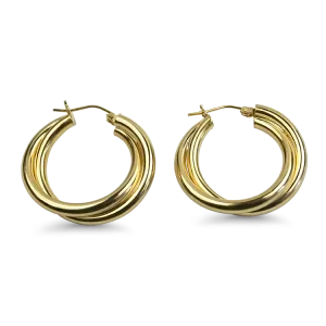 Estate 14k Yellow Gold Double Twist Hoop Earrings