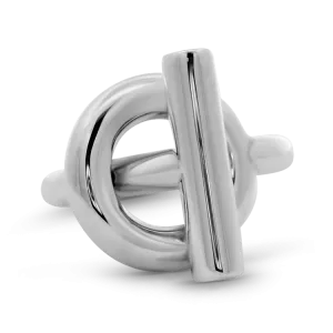 Estate Hermes Sterling Silver Enchappé Ring
