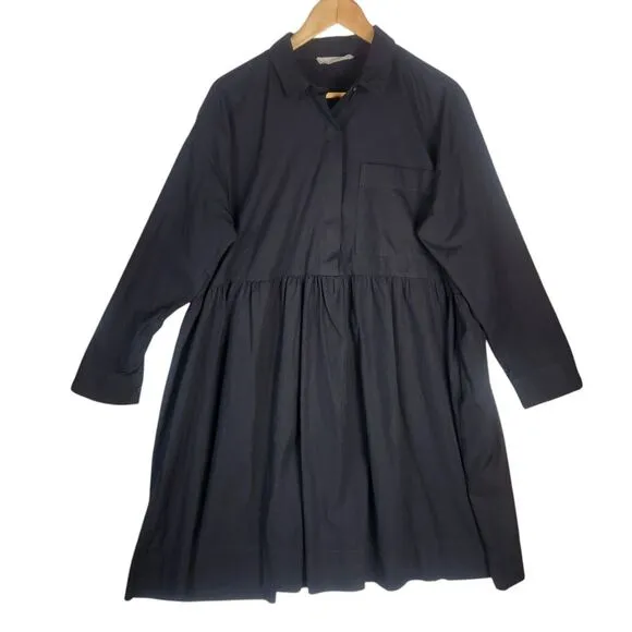 Everlane Shirt Dress Women's M Black The Field Oversized Contemporary Minimalist