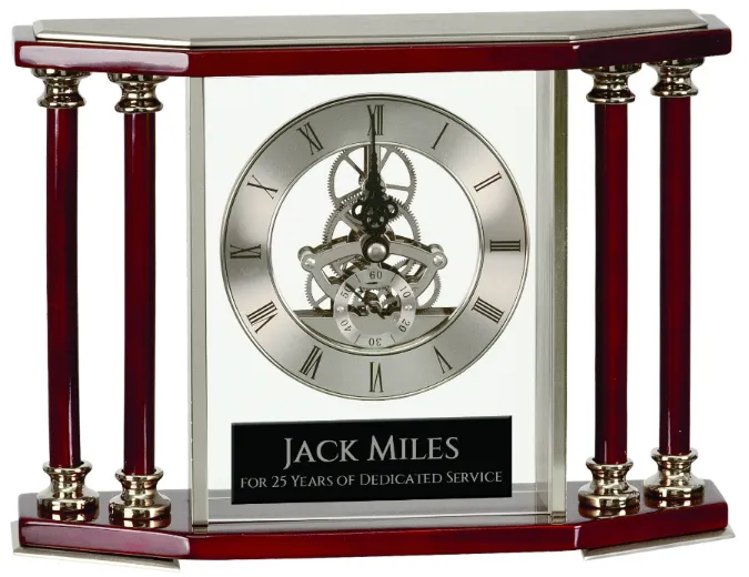 Executive Silver & Rosewood Piano Finish Clock