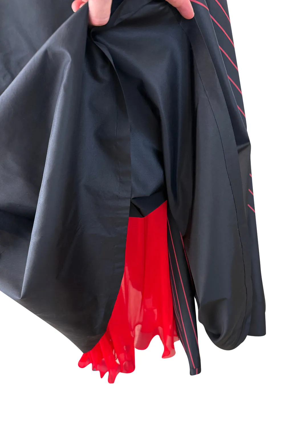 Fall 1978 George Stavropoulos Minimalist Bias Cut Black and Red Silk Dress