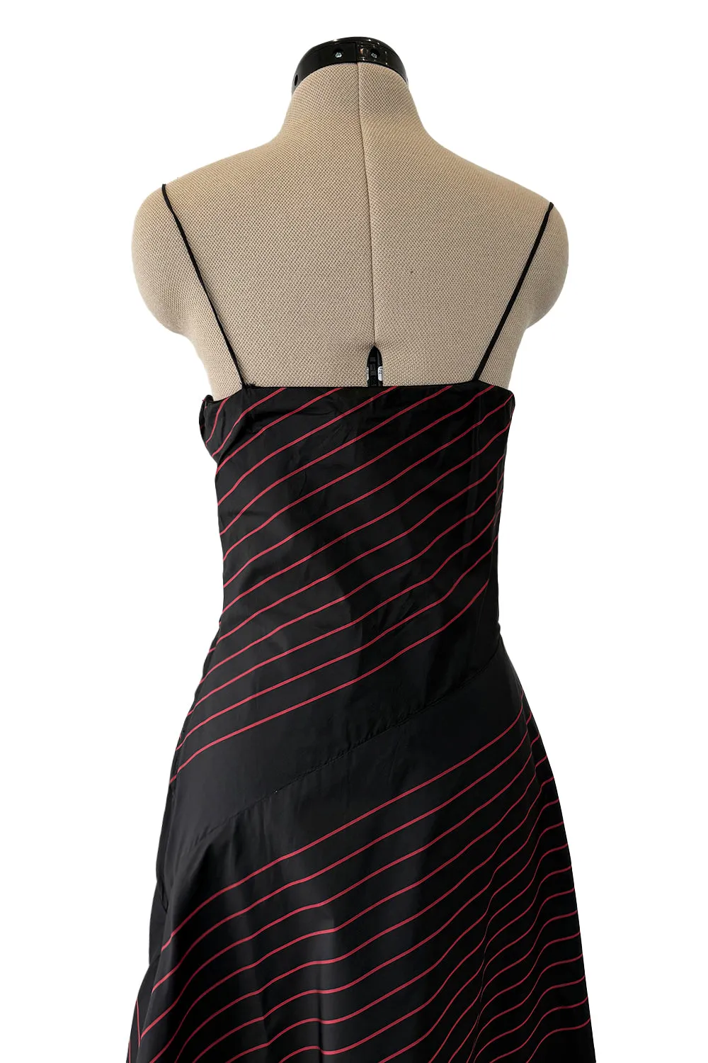 Fall 1978 George Stavropoulos Minimalist Bias Cut Black and Red Silk Dress