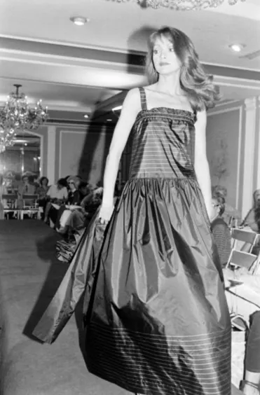 Fall 1978 George Stavropoulos Minimalist Bias Cut Black and Red Silk Dress