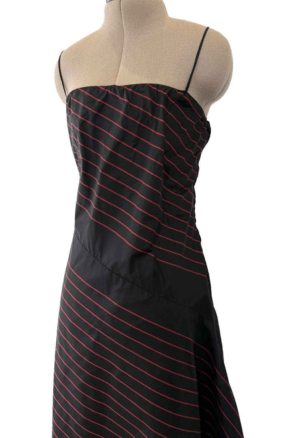 Fall 1978 George Stavropoulos Minimalist Bias Cut Black and Red Silk Dress