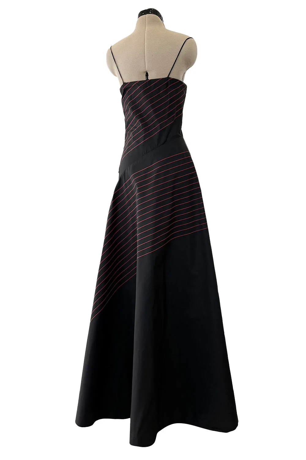 Fall 1978 George Stavropoulos Minimalist Bias Cut Black and Red Silk Dress