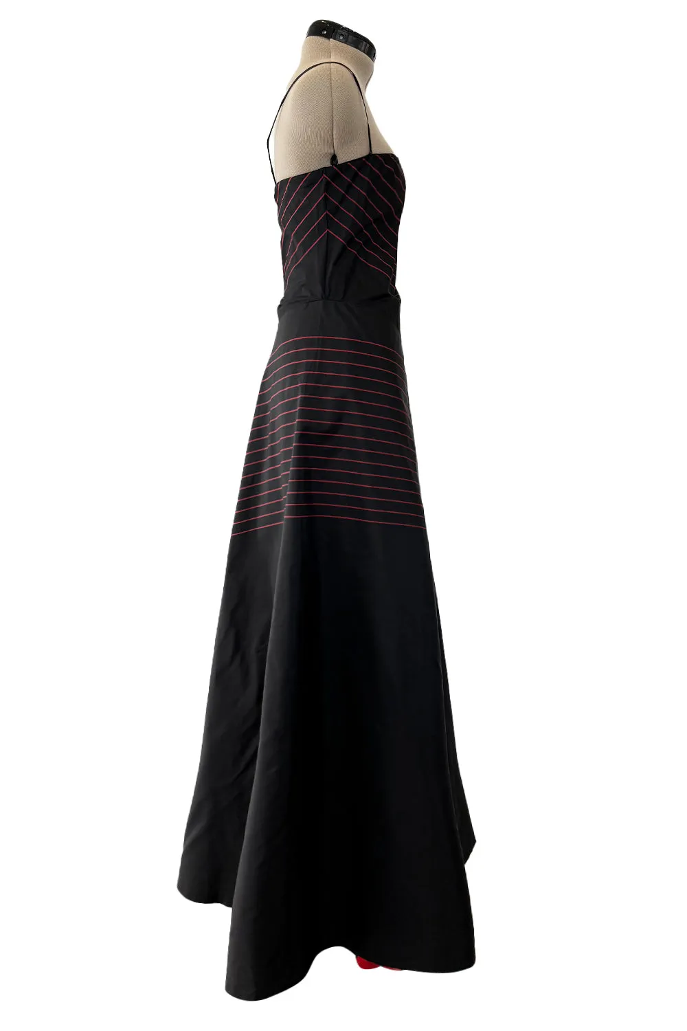 Fall 1978 George Stavropoulos Minimalist Bias Cut Black and Red Silk Dress