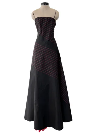 Fall 1978 George Stavropoulos Minimalist Bias Cut Black and Red Silk Dress