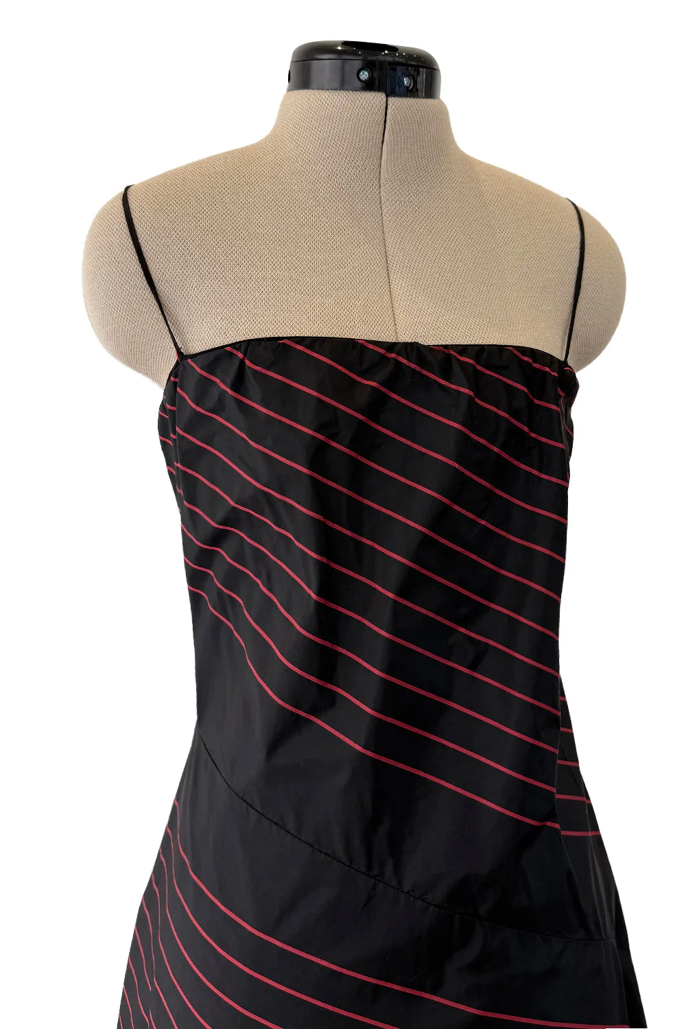 Fall 1978 George Stavropoulos Minimalist Bias Cut Black and Red Silk Dress