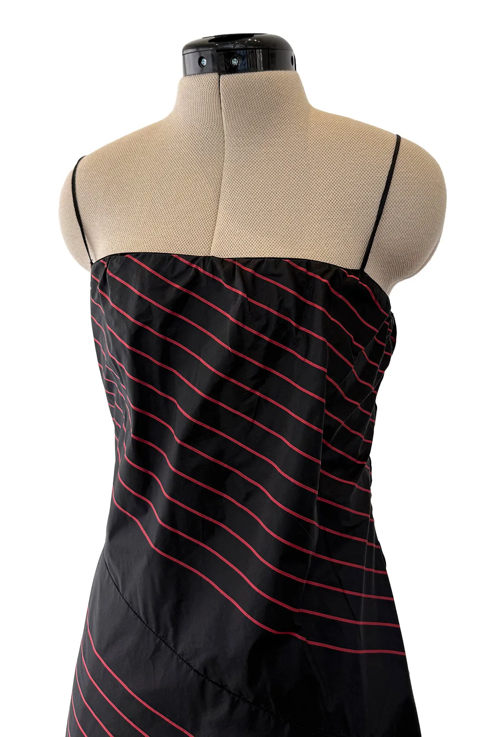 Fall 1978 George Stavropoulos Minimalist Bias Cut Black and Red Silk Dress