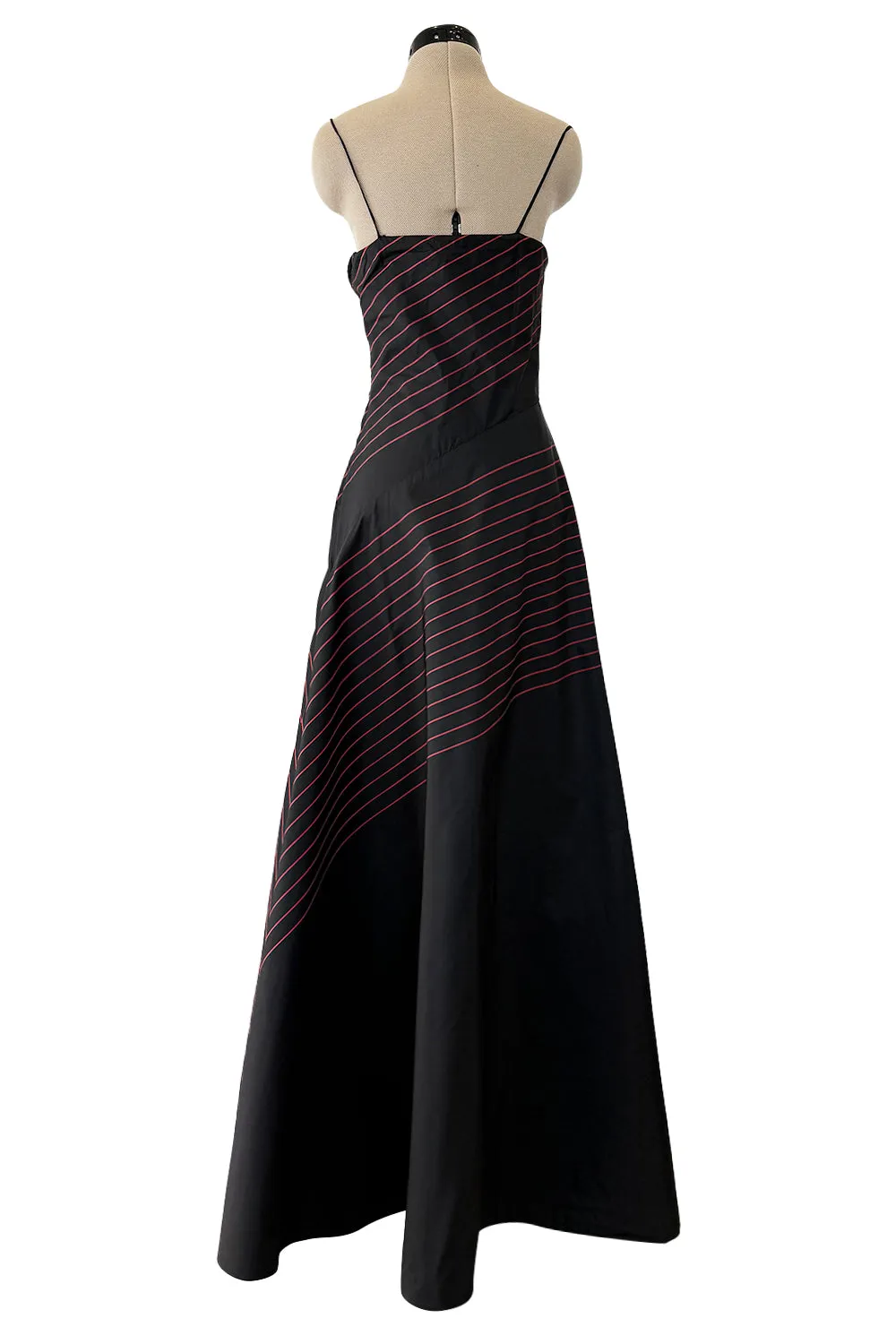 Fall 1978 George Stavropoulos Minimalist Bias Cut Black and Red Silk Dress