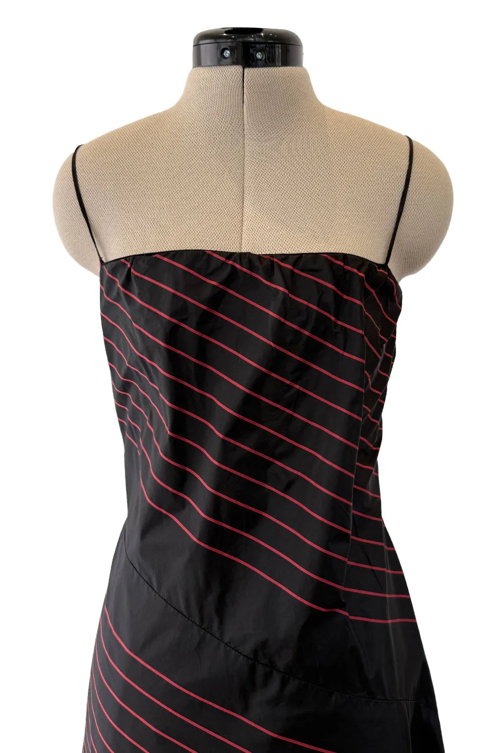 Fall 1978 George Stavropoulos Minimalist Bias Cut Black and Red Silk Dress