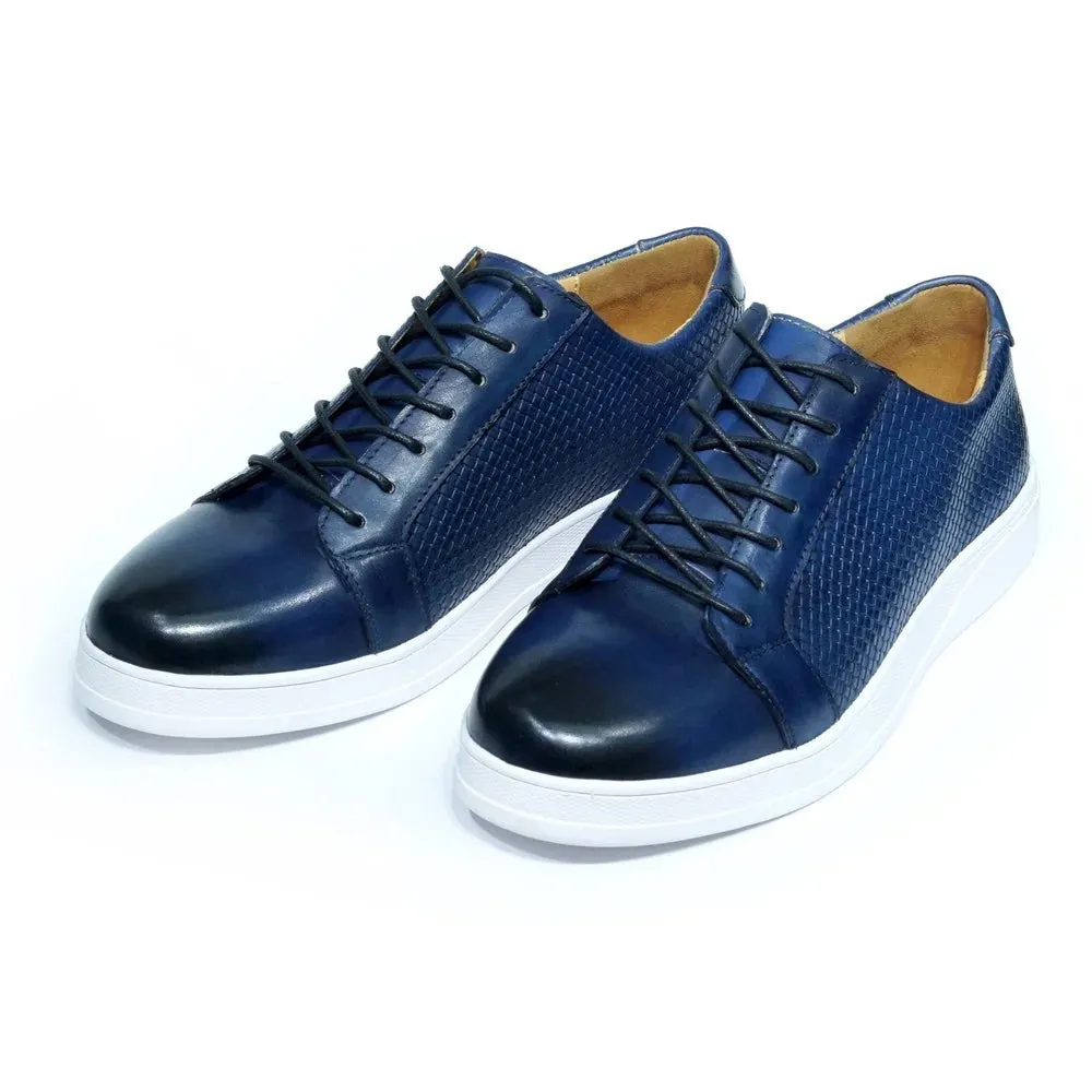 Fashion Mens Casual Shoes for Office Company Cowhide Genuine Leather Lace-up Blue Black Brown Sneakers Flat Derby Footwear Male
