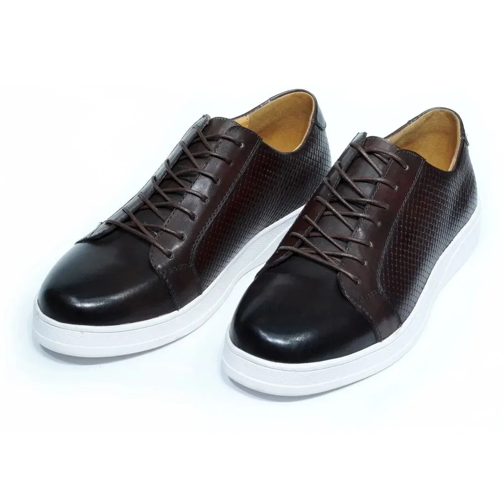 Fashion Mens Casual Shoes for Office Company Cowhide Genuine Leather Lace-up Blue Black Brown Sneakers Flat Derby Footwear Male